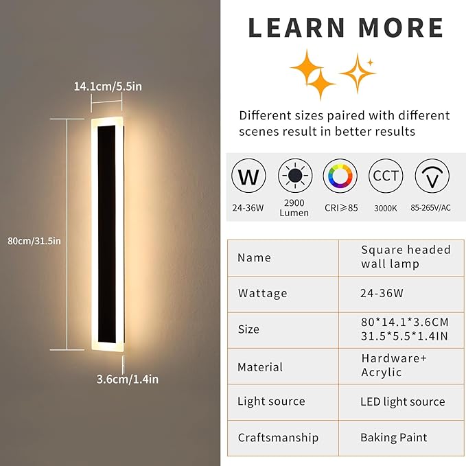 Mikeru 2pack 39.3inch Wall Light Fixtures, 3000k Exterior Lighting Fixtures Ip65 Waterproof Rust Outdoor Light Fixtures Hardwire Wall Mount Porch Lights for Garage (Width: 5.5inch)