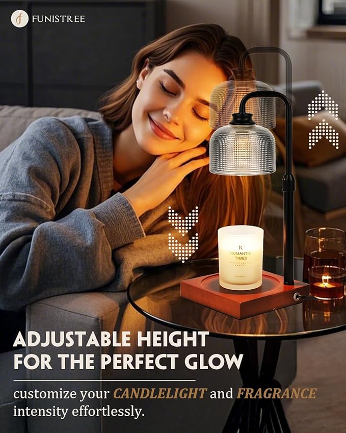 Candle Warmer Lamp with Timer Dimmable, Adjustable Height Candle Warmer, Birthday Gifts for Women Mom House Warming Gifts New Home, Wax Warmer for Jar Candles with 2 Bulbs