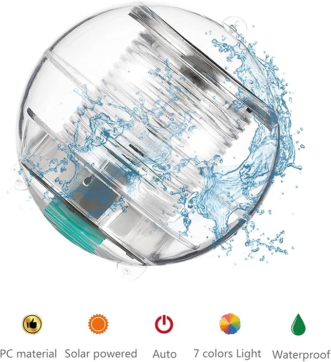Solar Floating Pool Lights, RGB Color Changing Solar Pool Lights That Float Pool LED Lights Ball Light for Lakes Fish Tanks Fountains