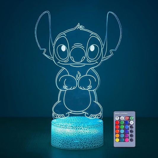 Hoofun Stitch Night Light with Timer & Memory,【2025 New Upgraded】 16 Color Changing LED Lamp,Touch & Remote Control, Stitch Gifts for Girls, Kids, Boys,Cute Bedroom Decor for Birthday Christmas Party