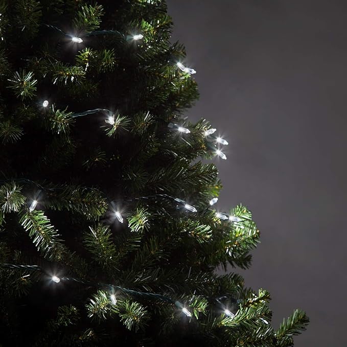 Wintergreen Lighting 50 T5 LED Cool White Mini Christmas Light Set, 4 Spacing, 17', Christmas Tree Lights White (Cool White, 17 Ft)