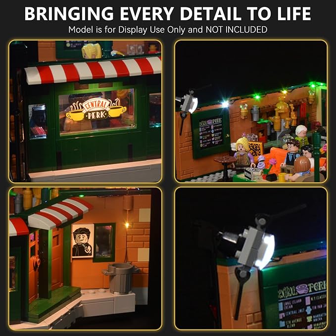 BrickSoul Upgrade Light Kit for Lego 21319 Friends Central Perk Building Set | with ON/Off & Dimmer Switch & Hidden Cable Tech | Easy Install Lighting Set (21319 Set NOT Included)