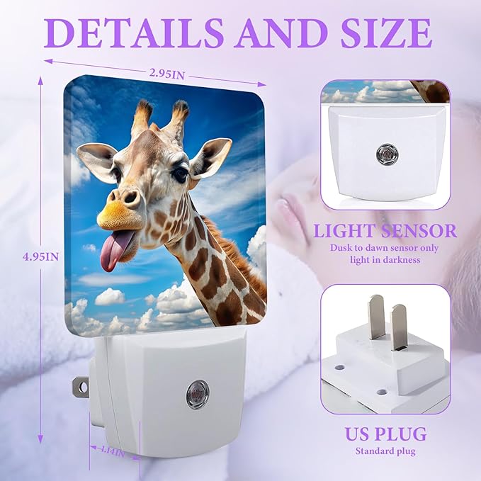 Cute Giraffe Night Light,Night Lights Plug into Wall,Led Lamp for Stairway/Hallway/Bedroom 0.5W Nightlight Sleep Friendly