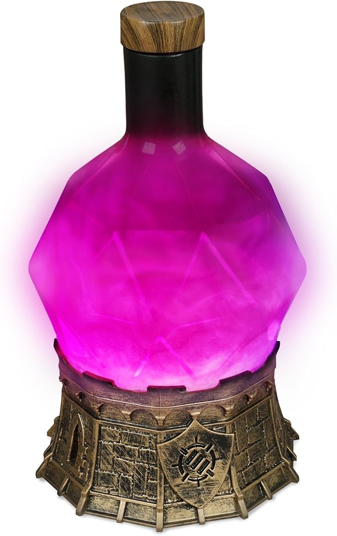 Enhance Gaming Sorcerer's Potion Light with Swirling Mystical Brew - Potion Bottle Mood Light Prop for Tabletop Game Immersion, Playroom, Desk Decor - Soft Glowing Whirling Potion (Purple Elixir)