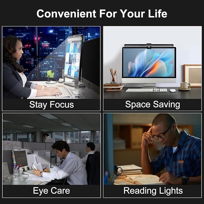 Computer Monitor Lamp, Screen Light Bar Eye Caring, Keyboard Lamp with Clamp/Adjustable Brightness and 3 Color Temperature/No Screen Glare/Space Saving/USB Powered/for Home&Office-40cm