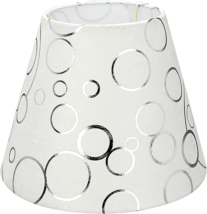 Aspen Creative 58901A, Empire Uno Lamp Shade in White with Circle Pattern, 5" Top x 9" Bottom x 7" Slant Height, Slip UNO 33mm