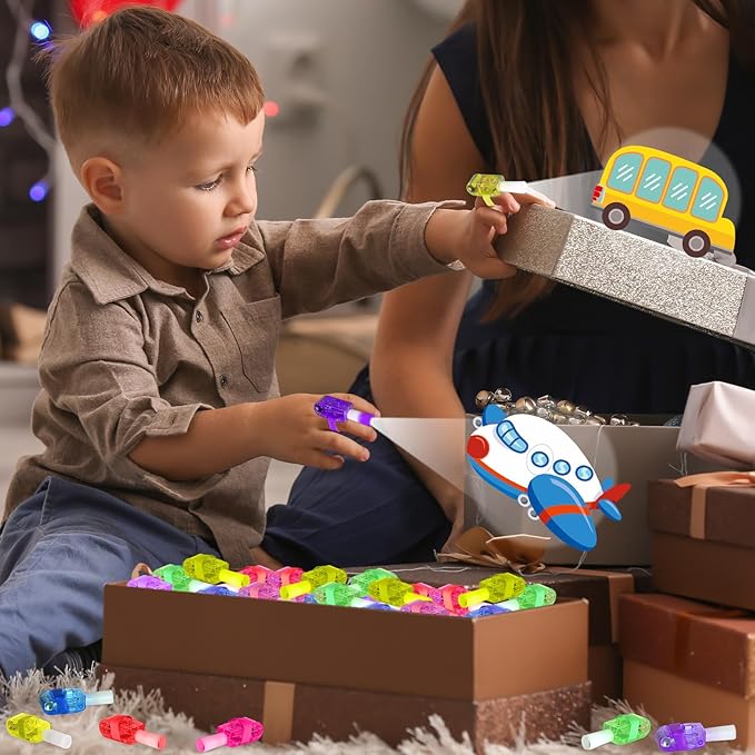 36PCS Transportation LED Finger Lights Traffic Party Favors Glow in the Dark Light Up Finger Lights Traffic Car Themed Toys Bulk for Birthday Party Goodie Bag Stuffer Birthday Gifts Classroom Prize