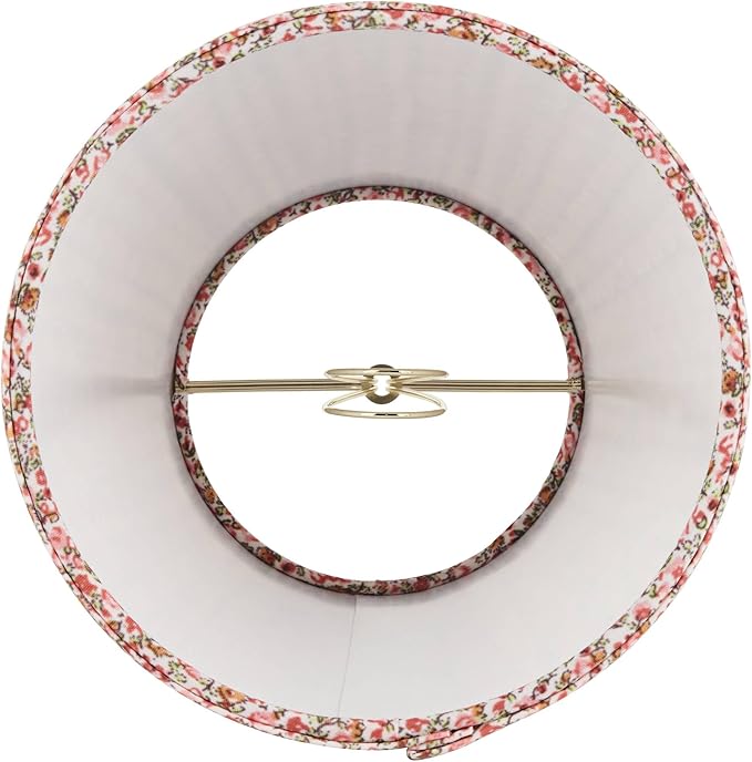 4" Top x 6" Bottom x 5 1/2" High x Print Cottage Core Lamp Shade Replacement Small Mini Pink Red Empire Round Floral Modern Fabric Leaf Shirred Pleated Pattern Clip On Candelabra - Springcrest