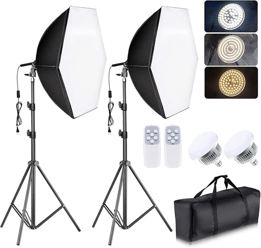 Torjim Softbox Lighting Kit - 30"X30" Professional Photography Lighting for Filming, Model Portrait, Product & Fashion Photography