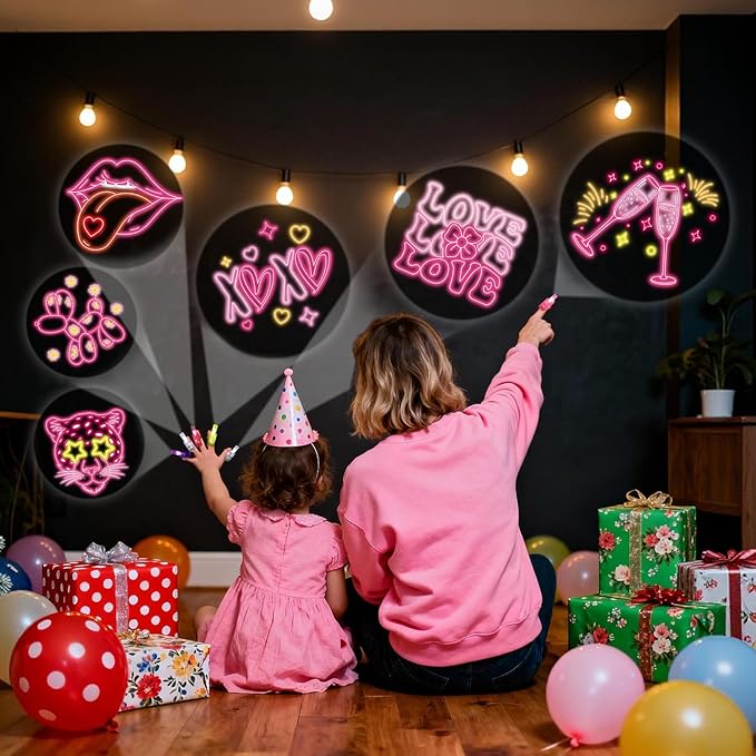 36 Pack Pink Party Favors LED Finger for Kids, Goodie Bags Stuffers, Glow in the Dark Pink Theme Birthday Party Supplies, Treasure Box Valentines Classroom Gifts