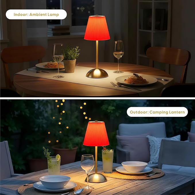 Set of 2 Cordless Table Lamps Rechargeable, 3CCT & Stepless Dimming, LED Wireless Table Lamp, Small Touch Lamp for Tabletop Bedside Patio Indoor Outdoor, 4.5" W x 11.5" H (Tangerine Orange)