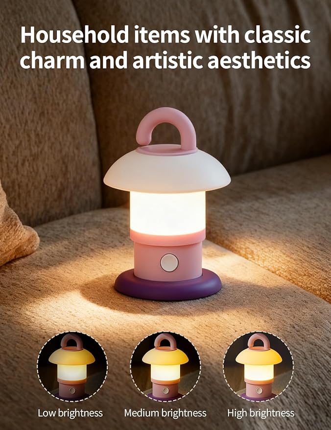 LED Night Light for Bedroom - Tap Control Table Lamp with 3 Brightness Levels, USB Rechargeable & Battery Powered Bedside Lamp for Kids and Nursery Christmas Gifts for Birthday