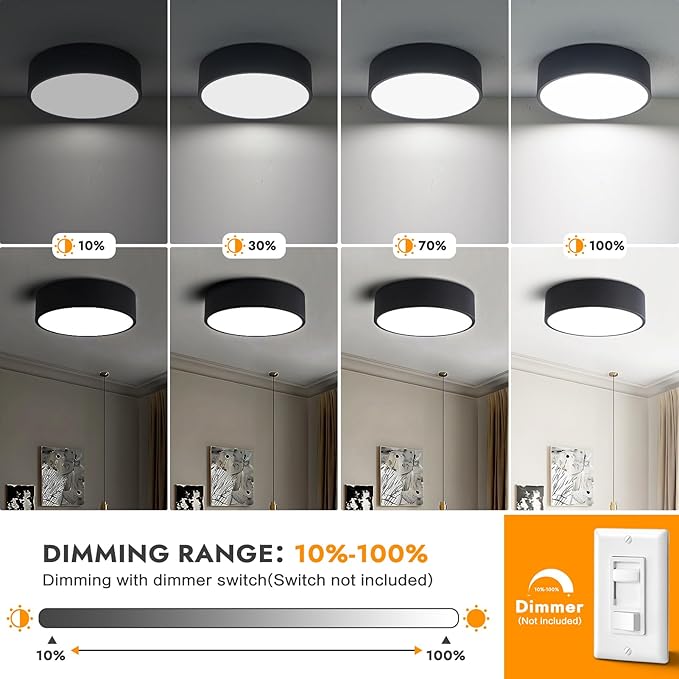 Dimmable Modern Flush Mount Ceiling Light Fixture,Matte Black Round LED Lights Fixtures,5CCT 2700K-6000K Lighting for Kitchen Hallway Bedroom Laundry Room Hall Entryway Closet Bathroom 11.8in