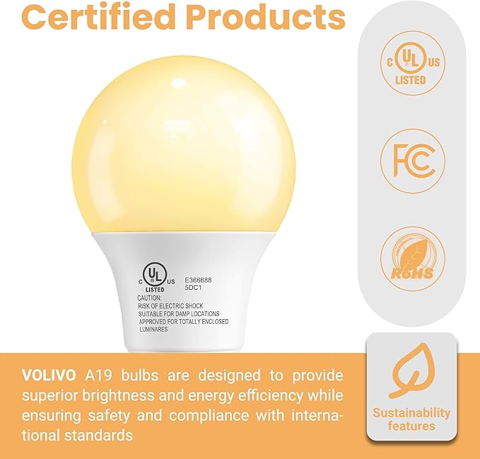 VOLIVO 24 Pack A19 LED Light Bulbs, 3000K, 9W(60W Equivalent), 800 Lumens, E26 Standard Base, Energy Saving LED Bulb, Non-Dimmable, UL Listed and FCC Certified, for Bedroom Living Room Home