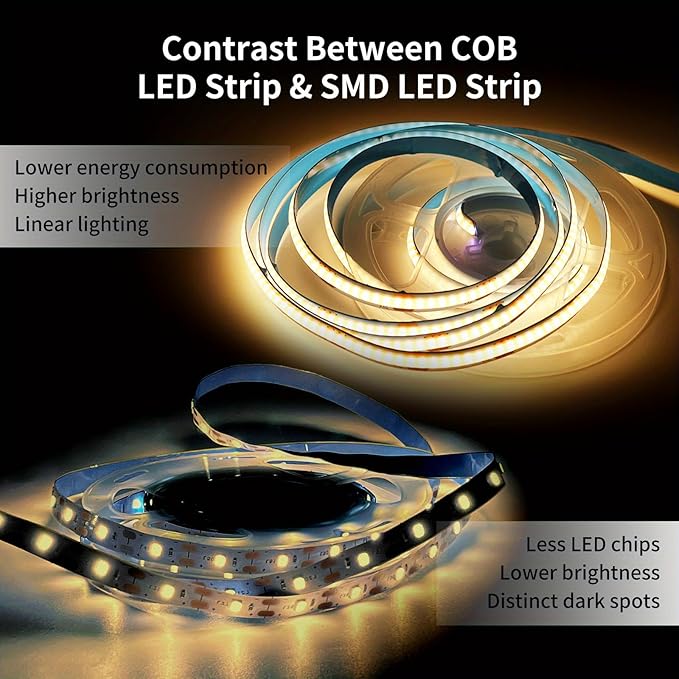 USB LED Light Strip,3000K Warm White COB LED Strip Lights, 6.56FT TV Lights Flexible Small Led Lights with Touch Switch Controller White 5V LED Strip Light for TV Backlight Bedroom