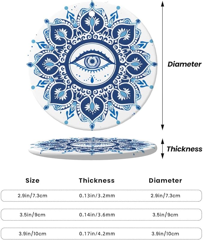 Mandala Demon Eye Christmas Ornaments, Christmas Decorations Xmas Tree Hanging Ornaments, Round Ceramic Festive Keepsake Gift for Xmas Decorations Holiday Home Decor