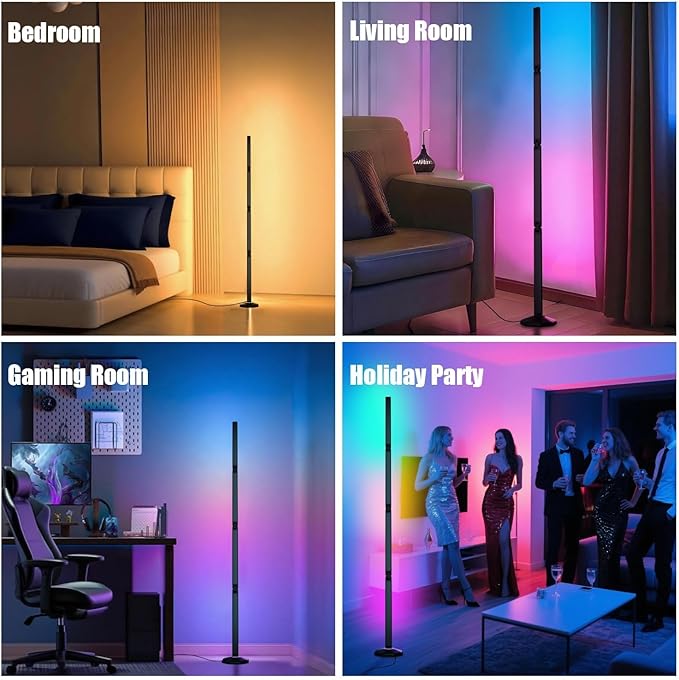 Corner Floor Lamp-2200 Lumen Smart Lamp with App and Remote Control, Lamp can be Folded 360°, Music Sync and 16 Million DIY Colors, Floor Lamp for Living Rooms, Bedrooms and Gaming Rooms