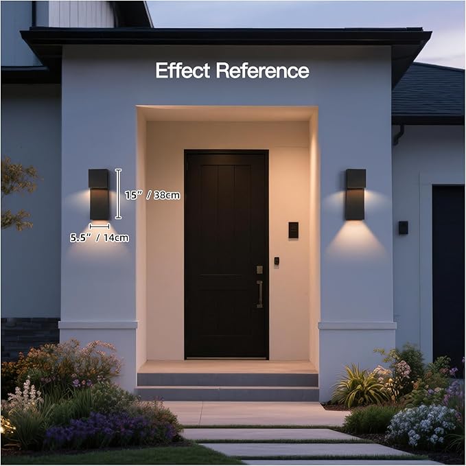 15" Modern Outdoor Wall Sconce, Waterproof LED Exterior Wall Light Fixture Hardwired, 3000K Lighting Outside Porch Lights Garage Patio Lamp, Front Door Landscape Lantern for House Yard Decorative