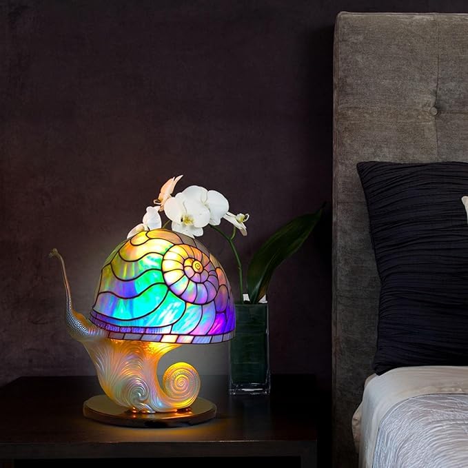Mmoneyake Stained Plant Series Table Lamp, Painting Mushroom Table Lamp, 2023 New Vintage Decorative Bedside Lamp, Mushroom Table Lamp, for Home Livingroom Bedroom Office Decorations Lamp