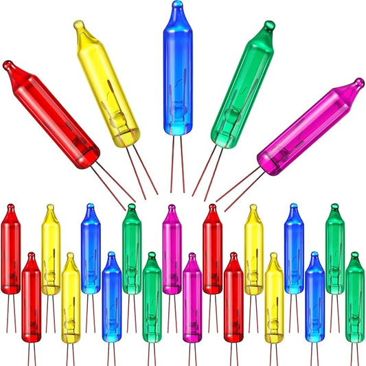 Mudder 500 Pcs Christmas Tree Replacement Light Bulbs 2.5v Christmas Light Bulbs Incandescent Xmas Decorative Replacement String Lights Outdoor Indoor(Red Yellow Blue Green Purple)