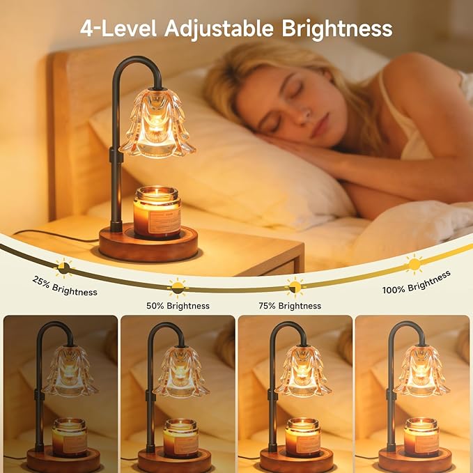 Candle Warmer Lamp Timer Dimmable, Adjustable Brightness&Timer, Smart Candle Melter, Safe&Fast Wax Warmer for Bedroom, Gifts
