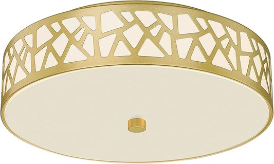 2-Light Flush Mount Ceiling Light, 12 inch Modern Close to Ceiling Light Fixture with Gold Metal and Frosted Glass Shade for Hallway, Kitchen, Bedroom