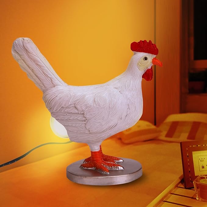 Chicken Egg LED Night Light, Lifelike Resin Chicken Table Lamp with USB, Warm Light Easter Christmas Birthday Gift
