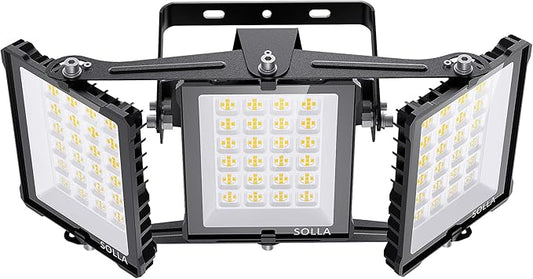 300W 2024 Plus New Upgraded LED Outdoor Flood Light, 30000LM 6000K Daylight White IP66 Waterproof, Stadium Lights, 3 Heads Adjustable Outdoor Floodlight Security Lights for Yards, Patios, Street
