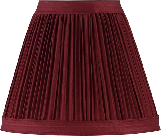 Aspen Creative 33124-2 Small Pleated Empire Shape Chandelier Clip-On Lamp Shade, Burgundy, 3" Top x 6" Bottom x 5" Slant, 2 Pack
