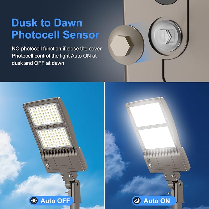 KUKUPPO 480 Volt 400W LED Parking Lot Light 60,000LM Power Adjustable, ETL DLC Listed LED Shoebox Pole Court Light Dusk to Dawn Outdoor Parking Lighting with Slip Fit 5000K IP65 Waterproof 277-480V