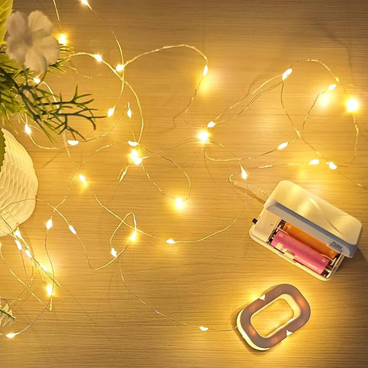 Aogist 16FT Fairy Lights with Spool,Ultra-Bright 50 LEDs Battery Operated Copper Wire String Light for Bedroom Christmas Wedding Centerpiece Parties Decoration,Warm White