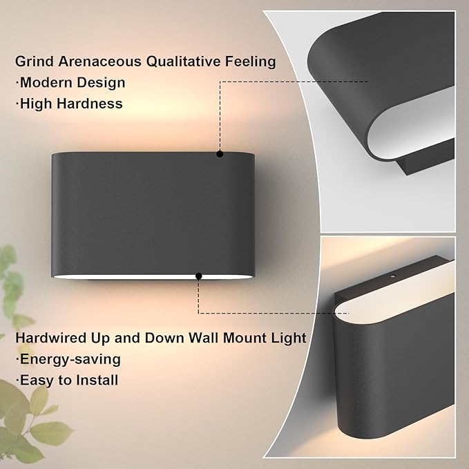 Aipsun Black Modern LED Wall Sconces Set of 2 Indoor Wall Lights Hardwired Up and Down Wall Mount Light for Living Room Bedroom Hallway Corridor Conservatory Warm White 3000K(with G9 Bulbs)