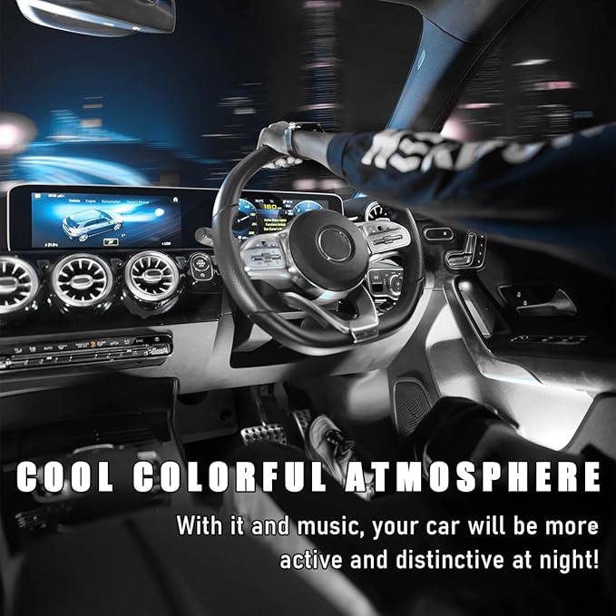 Car Interior LED Strip Light, 12V 24 LED Neon Ambient Night Light with Cigarette Lighter Plug, Automotive Atmosphere Decorative Under Dash Lighting Kit, Car Accessories (White)