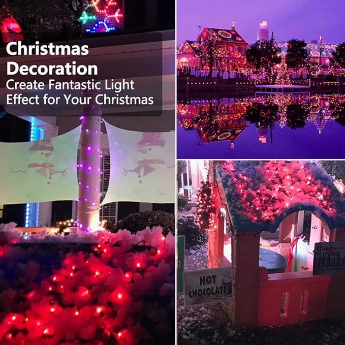 ODEETRONIC Red Christmas String Lights, 21.63ft 100 Count Incandescent Mini Lights String Connectable, UL Certified Indoor/Outdoor Green Wire Decorative Light for Xmas Tree, Patio, Party, Home Decor