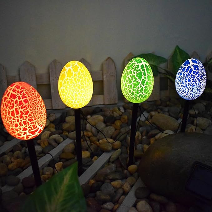 Easter Egg Lights Outdoor, Waterproof Solar Garden Lights for Easter Decorations, Garden Layout Night Light Wall Lamps Easter Ambient Light Decor for Courtyard Patio Yard Pathway Lawn Office (D)