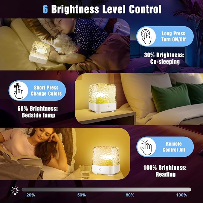 Northern Lights Projector, 2000 mAh Wireless 16 Colors Luminorthe Cube Crystal Lamp with Touch/Remote Control, Rechargeable Ocean Wave Night Light Projector for Kids, Room Decor, Bedroom (1800 mAh)