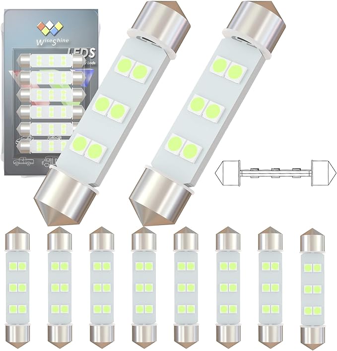360 deg DC 12V 44mm Festoon 578 LED Bulbs 211-2 569 LED Car Bulb Ice Blue for Boat RV Automotive Interior Dome Glove box Trunk courtesy Lights (Pack 10)