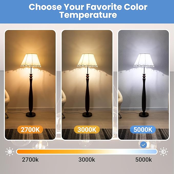 LED Light Bulbs Daylight White 5000K, 60 Watt Equivalent A19 LED Bulb, 9W E26 Standard Base, 800 Lumens 15000 Hours 120V, Non-Dimmable, Bright Energy Saving Lightbulbs for Bedroom Indoor, 3 Pack