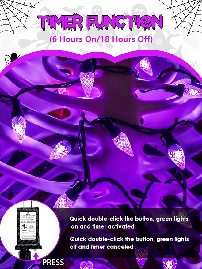 240 LED 78FT C6 Christmas String Lights, Super Long Christmas Lights Outdoor Indoor with 13 Modes & Timer, Waterproof Fairy Twinkle Light Plug in for Tree Yard House Horror Party Decorations (Purple)