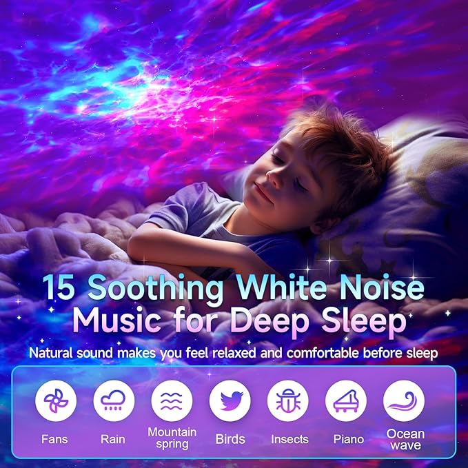 OneFire Galaxy Light Projector with Gift Box/360 Lighting Modes/15 White Noise/Bluetooth Speaker Star Projector for Bedroom for Teen Girls, Kids Room Ambient Lighting