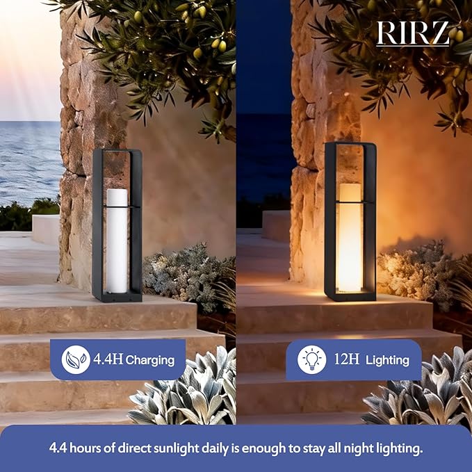 Smart Floor Lamp Dimmable, Cordless Dusk to Dawn Solar Lanterns Outdoor, Large Led Corner Floor Lamps with Remote Control, IP65 Waterproof Outdoor Lamp for Patio Driveway Garden Yard Lawn Decor