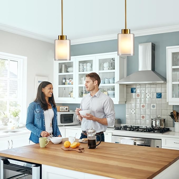 Modern Black Farmhouse Pendant Light with Glass Shade,Industrial Pendant Lighting, Adjustable Hanging Light Fixtures, Farmhouse Pendant Lighting