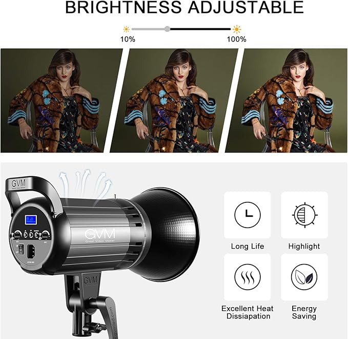 Bi-Color LED Video Light, GVM 100W Photography Lighting with Bowens Mount, APP Control System, Lantern Softbox Video Lighting Kit for YouTube Outdoor Studio, Dimmable 3200K-5600K, CRI 97+