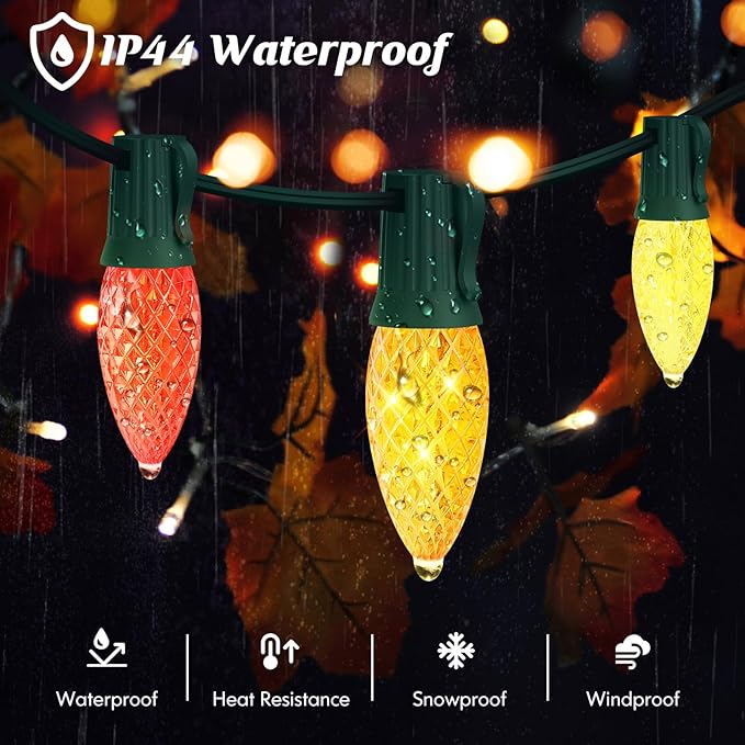 Brightever Commercial 500 FT C9 Christmas LED Lights String Outdoor, E17 Christmas Light Sockets Set Spool, C9 Sockets Patio String Lights C9 Strands - 12 Spacing Intermediate Base Green Wire
