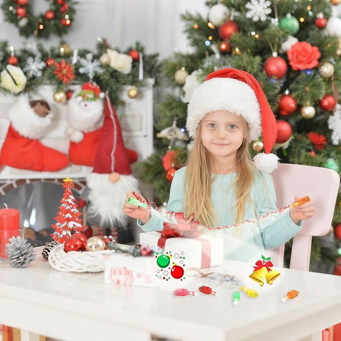 48PCS Christmas Party Favors, Finger Lights for Kids Bulk, Led Light Up Finger Light Birthday Decorations, Xmas Gifts for Grandkids Teen Stocking Stuffers Classroom Prizes Parties Goodie Bag Filler