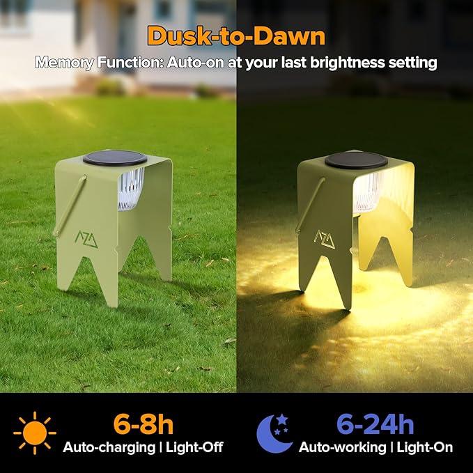 Solar Lanterns Outdoor Waterproof, Rechargeable Metal Solar Outdoor Table Lamp with 3 Brightness Modes, Portable Hanging Outdoor Lamp Cordless for Patio/Camping/Walking (Warm White Light)