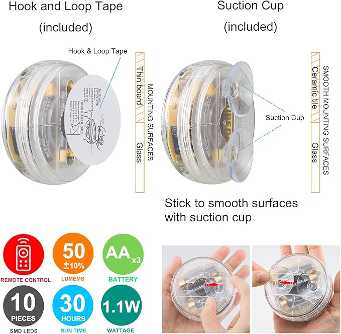 BIGMONAT Battery Operated Shower Lights Waterproof, Submersible Led Pool Light, Dimmable RGB Under Water Light with Remote and Timer, Adhesive Color Changing Lights for Bathtub Vase Fish Tank Pond