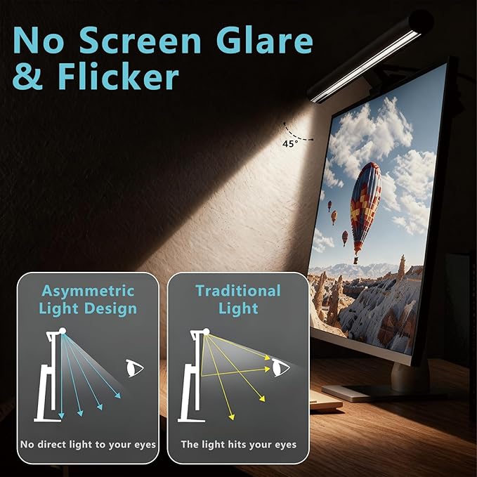 Monitor Light Bar, Computer Monitor Lamp, Eye-Care USB Reading Monitor Lamp with Color/Dimming Adjustment, Touch Control, No Screen Glare Home Office Gaming Desk Lamp