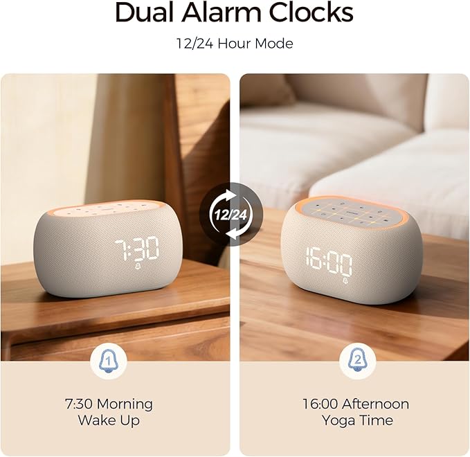 ANJANK Alarm Clock Radio with Dual Alarm for Bedroom, 7-Color Night Light, 0-100% Dimmer, 8 Sounds + Gentle Light Wake UP,16-Level Volume, Small FM Radio with Sleep Timer, Digital Clock for Teens,Kids