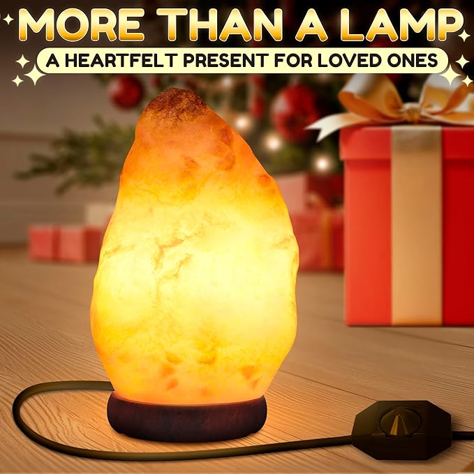Himalayan Salt Rock Lamp with Dimmer – Hand-Carved Himalayan Salt Lamp Night Light 5.5–7" with Adjustable Warm Glow for Sleep & Relaxation